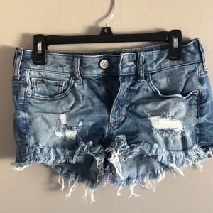 Ripped jean shorts